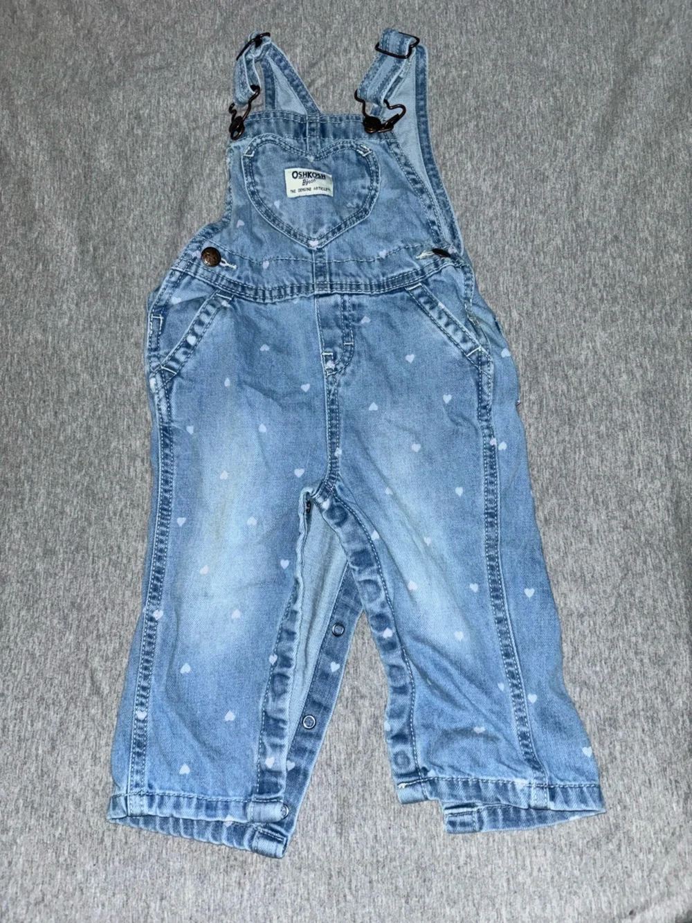 OshKosh B'gosh Light Blue Denim Overall Jeans with Heart Detail